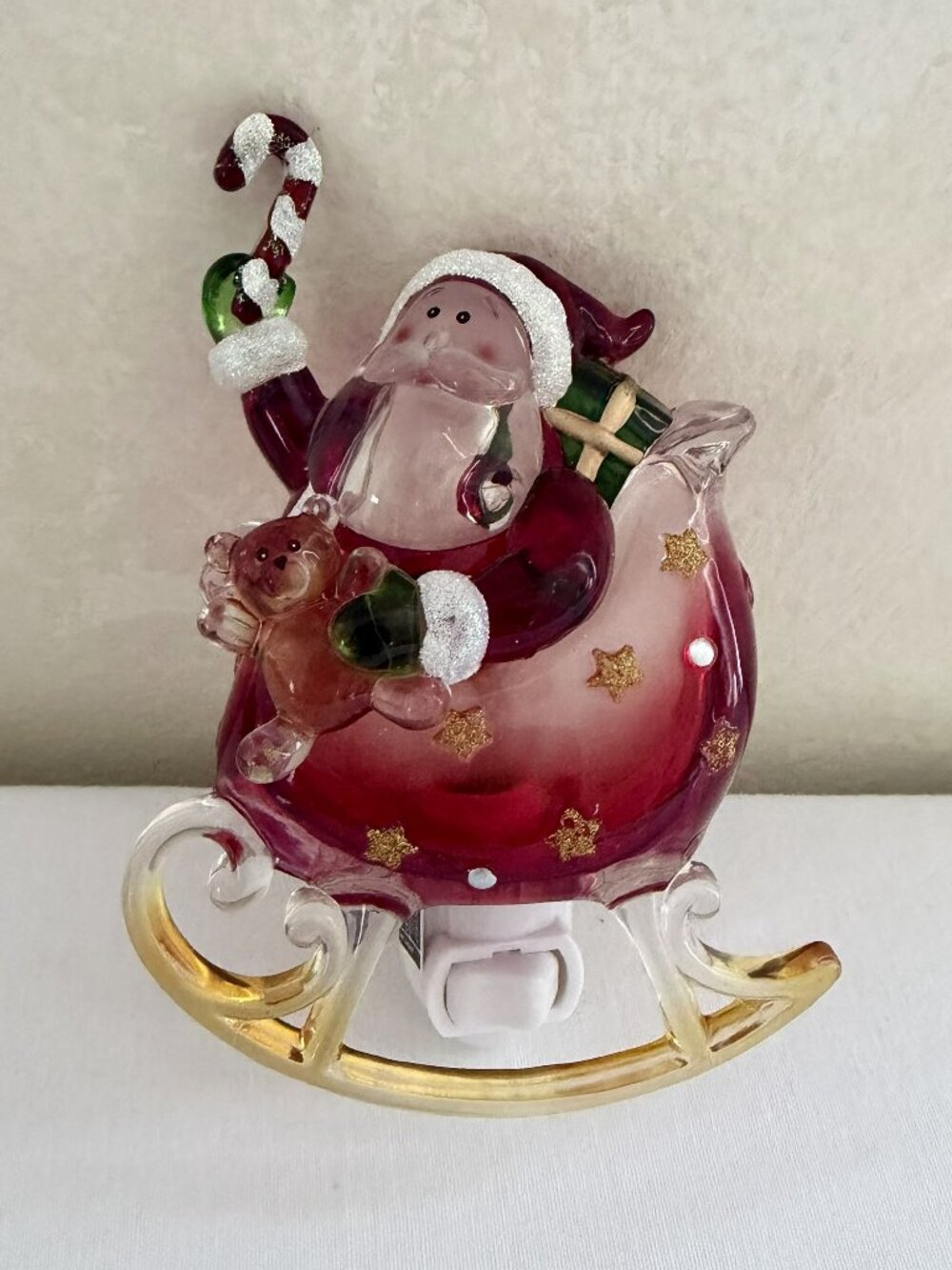 Costco Santa Claus Night Light Sleigh Teddy Bear Candy Cane Christmas New Switch